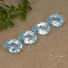 3.13 ctw Blue Topaz Stones, Natural Topaz in Pear Facet Shape for Sale
