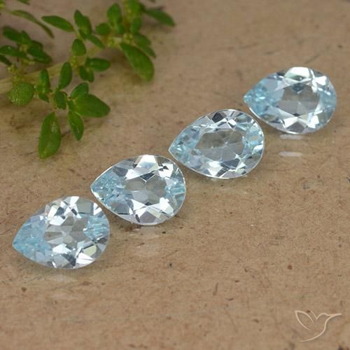 3.10 ctw Blue Topaz Stones, Natural Topaz in Pear Facet Shape for Sale