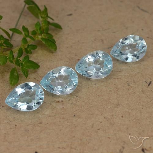 3.47 ctw Blue Topaz Stones, Natural Topaz in Pear Facet Shape for Sale