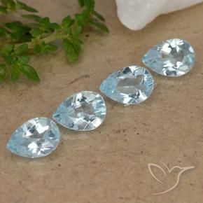 3.09 ctw Blue Topaz Stones, Natural Topaz in Pear Facet Shape for Sale