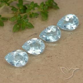 3.31 ctw Blue Topaz Stones, Natural Topaz in Pear Facet Shape for Sale