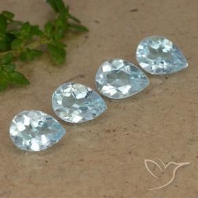 3.27 ctw Blue Topaz Stones, Natural Topaz in Pear Facet Shape for Sale