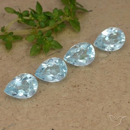 3.53 ctw Blue Topaz Stones, Natural Topaz in Pear Facet Shape for Sale