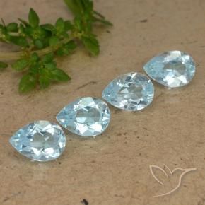 3.39 ctw Blue Topaz Stones, Natural Topaz in Pear Facet Shape for Sale
