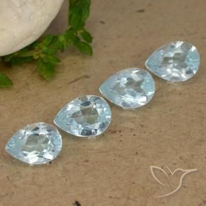 3.45 ctw Blue Topaz Stones, Natural Topaz in Pear Facet Shape for Sale