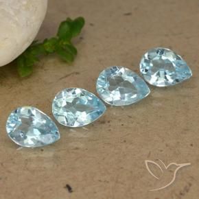 3.48 ctw Blue Topaz Stones, Natural Topaz in Pear Facet Shape for Sale