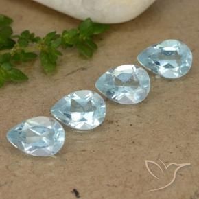 3.28 ctw Blue Topaz Stones, Natural Topaz in Pear Facet Shape for Sale