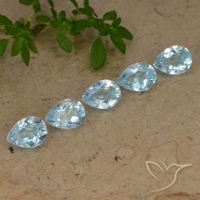 4.29 ctw Blue Topaz Stones, Natural Topaz in Pear Facet Shape for Sale