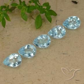 3.83 ctw Blue Topaz Stones, Natural Topaz in Pear Facet Shape for Sale