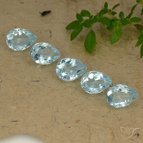 4.41ctw Natural Sky Blue Topaz, Pear Shape, VVS-VS