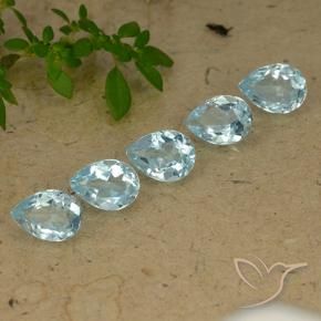 4.41 ctw Blue Topaz Stones, Natural Topaz in Pear Facet Shape for Sale