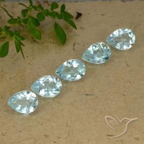 3.97 ctw Blue Topaz Stones, Natural Topaz in Pear Facet Shape for Sale