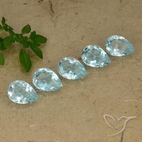 4.43 ctw Blue Topaz Stones, Natural Topaz in Pear Facet Shape for Sale