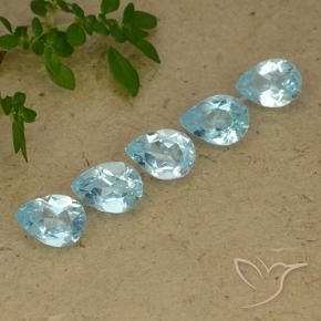 3.74 ctw Blue Topaz Stones, Natural Topaz in Pear Facet Shape for Sale