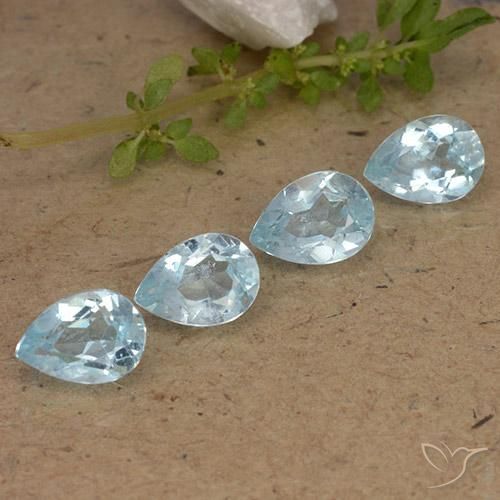 3.49 ctw Blue Topaz Stones, Natural Topaz in Pear Facet Shape for Sale
