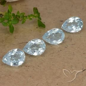 3.58 ctw Blue Topaz Stones, Natural Topaz in Pear Facet Shape for Sale