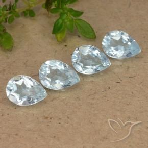 3.22 ctw Blue Topaz Stones, Natural Topaz in Pear Facet Shape for Sale