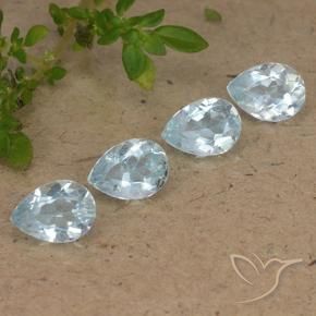 3.30 ctw Blue Topaz Stones, Natural Topaz in Pear Facet Shape for Sale