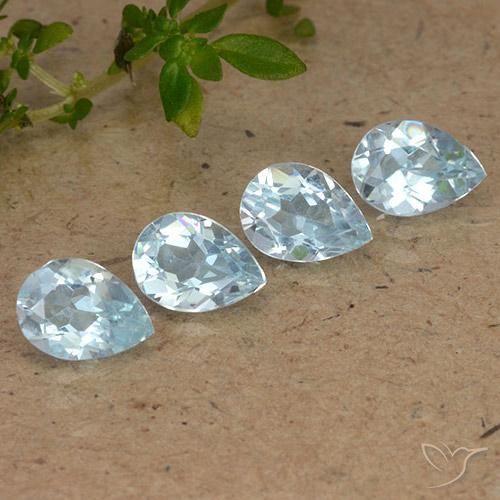 3.22 ctw Blue Topaz Stones, Natural Topaz in Pear Facet Shape for Sale