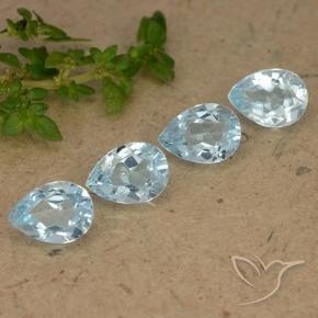 3.58 ctw Blue Topaz Stones, Natural Topaz in Pear Facet Shape for Sale