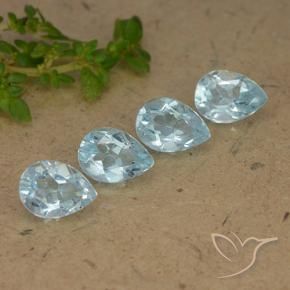 3.53 ctw Blue Topaz Stones, Natural Topaz in Pear Facet Shape for Sale