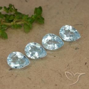 3.42 ctw Blue Topaz Stones, Natural Topaz in Pear Facet Shape for Sale