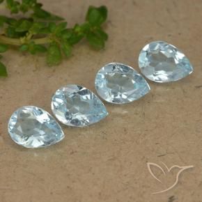 3.41 ctw Blue Topaz Stones, Natural Topaz in Pear Facet Shape for Sale