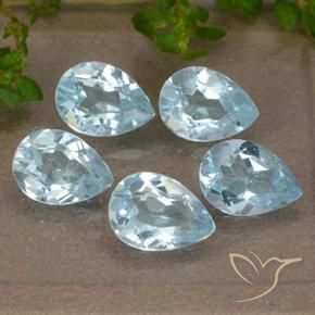 4.28 ctw Blue Topaz Stones, Natural Topaz in Pear Facet Shape for Sale
