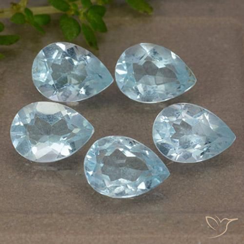 4.19 ctw Blue Topaz Stones, Natural Topaz in Pear Facet Shape for Sale