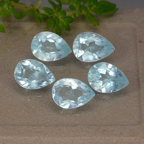 Baby Blue Топаз Камень - 0.9ct Фасетная Груша (ID: 489333)