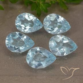 3.92 ctw Blue Topaz Stones, Natural Topaz in Pear Facet Shape for Sale