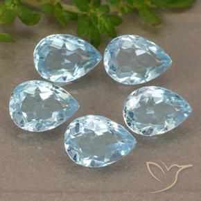 4.33 ctw Blue Topaz Stones, Natural Topaz in Pear Facet Shape for Sale