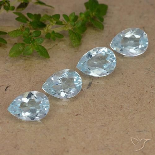 3.18 ctw Blue Topaz Stones, Natural Topaz in Pear Facet Shape for Sale
