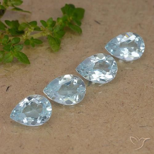 3.32 ctw Blue Topaz Stones, Natural Topaz in Pear Facet Shape for Sale