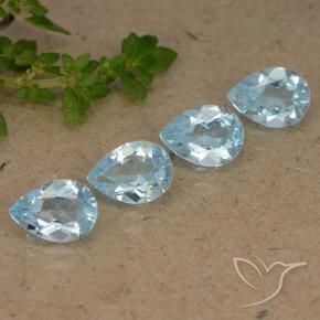 3.30 ctw Blue Topaz Stones, Natural Topaz in Pear Facet Shape for Sale