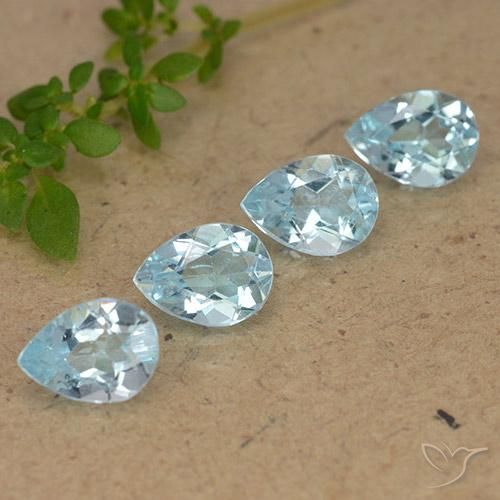 3.41 ctw Blue Topaz Stones, Natural Topaz in Pear Facet Shape for Sale