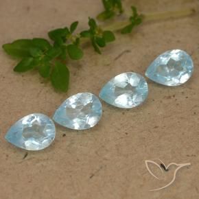 3.19 ctw Blue Topaz Stones, Natural Topaz in Pear Facet Shape for Sale