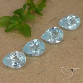 3.21 ctw Blue Topaz Stones, Natural Topaz in Pear Facet Shape for Sale