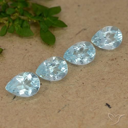 3.09 ctw Blue Topaz Stones, Natural Topaz in Pear Facet Shape for Sale
