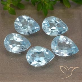 4.12 ctw Blue Topaz Stones, Natural Topaz in Pear Facet Shape for Sale