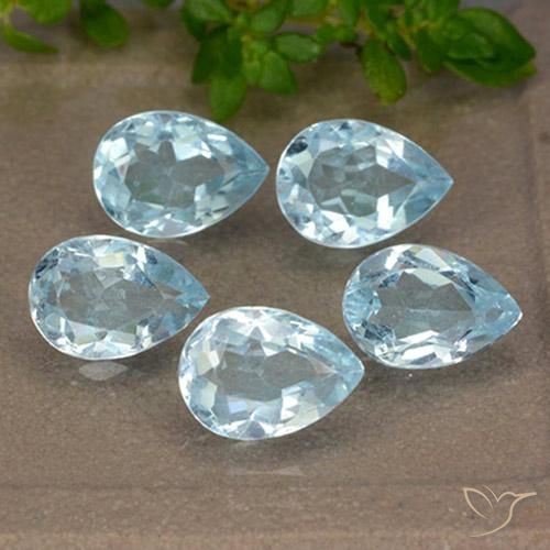 4.29 ctw Blue Topaz Stones, Natural Topaz in Pear Facet Shape for Sale