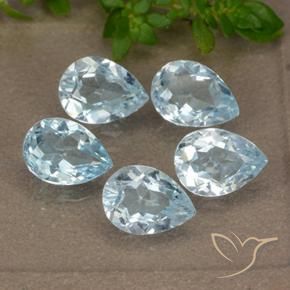 4.26 ctw Blue Topaz Stones, Natural Topaz in Pear Facet Shape for Sale