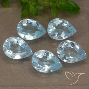 4.05 ctw Blue Topaz Stones, Natural Topaz in Pear Facet Shape for Sale