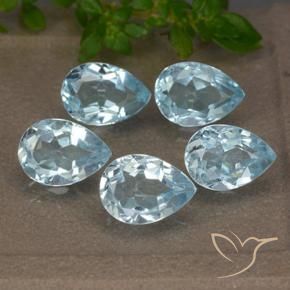 4.06 ctw Blue Topaz Stones, Natural Topaz in Pear Facet Shape for Sale