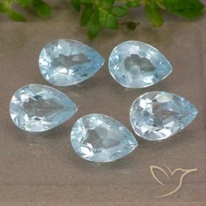 4.36 ctw Blue Topaz Stones, Natural Topaz in Pear Facet Shape for Sale