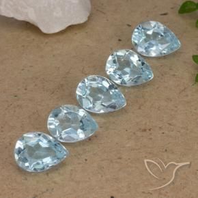 3.87 ctw Blue Topaz Stones, Natural Topaz in Pear Facet Shape for Sale