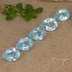 4.22 ctw Blue Topaz Stones, Natural Topaz in Pear Facet Shape for Sale