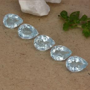 Baby Blue Топаз Камень - 0.9ct Фасетная Груша (ID: 489408)