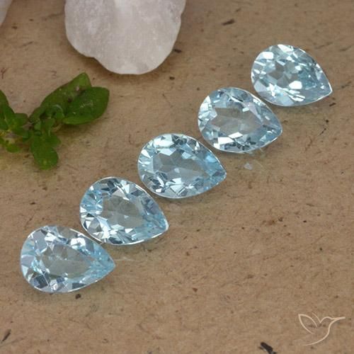 4.20 ctw Blue Topaz Stones, Natural Topaz in Pear Facet Shape for Sale