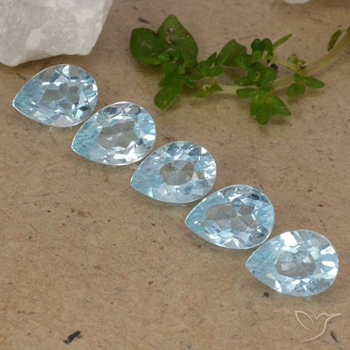 4.20ctw Natural Sky Blue Topaz, Pear Shape, VVS-VS